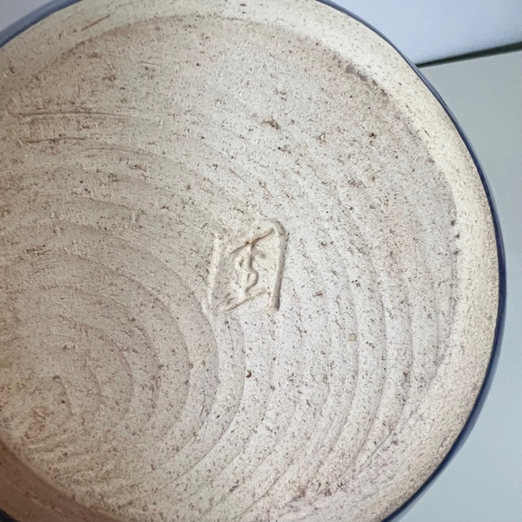 Vintage studio Handcrafted Blue and Brown Ceramic Bowl - Picture 7 of 12